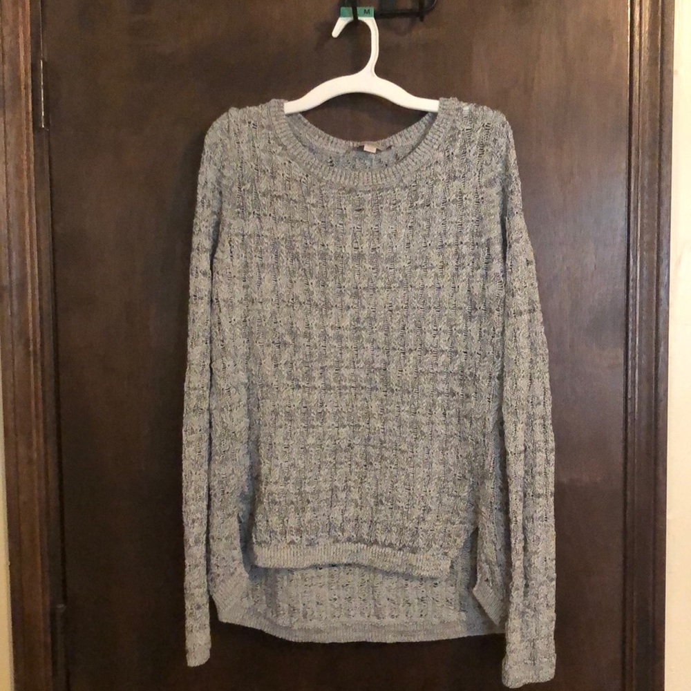 LOFT grey sweater with front slits